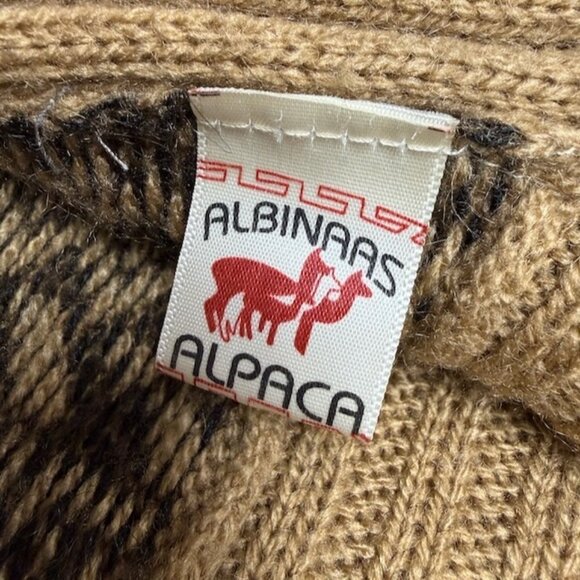 Albinaas Alpaca Womens Handmade Open Front Waterfall Brown Cardigan Size XS Peru - Picture 11 of 12